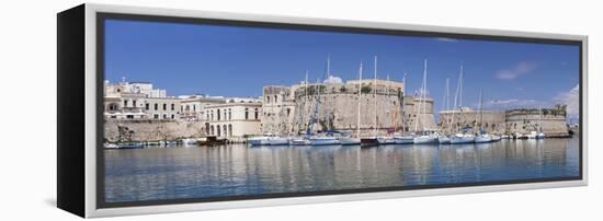 Old Town with Castle and Harbour, Gallipoli, Lecce Province, Salentine Peninsula, Puglia-Markus Lange-Framed Premier Image Canvas