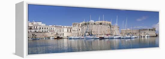 Old Town with Castle and Harbour, Gallipoli, Lecce Province, Salentine Peninsula, Puglia-Markus Lange-Framed Premier Image Canvas