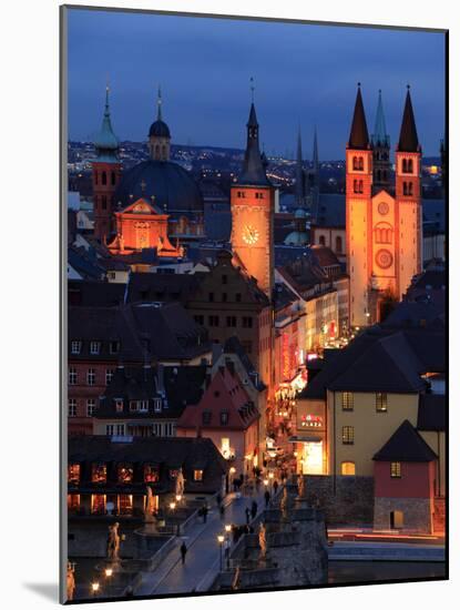 Old Town with Cathedral and Old Main Bridge, Wurzburg, Franconia, Bavaria, Germany, Europe-Hans Peter Merten-Mounted Photographic Print