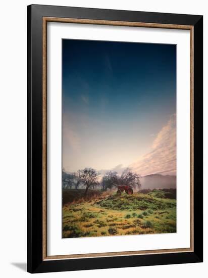 Old Tractor and Morning Hills, Petaluma Farming, Sonoma County-Vincent James-Framed Photographic Print