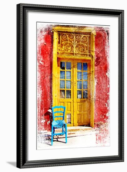 Old Traditional Greek Doors - Artwork In Painting Style-Maugli-l-Framed Art Print