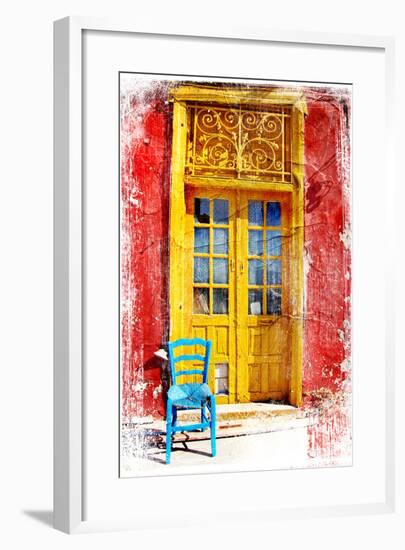 Old Traditional Greek Doors - Artwork In Painting Style-Maugli-l-Framed Art Print