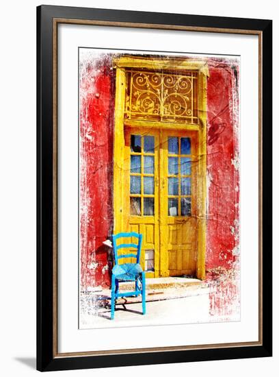 Old Traditional Greek Doors - Artwork In Painting Style-Maugli-l-Framed Art Print