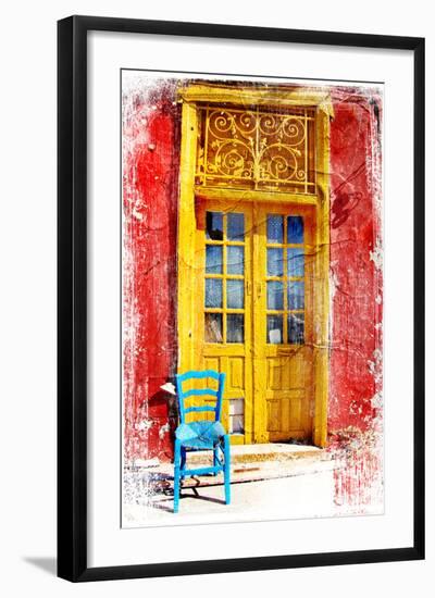 Old Traditional Greek Doors - Artwork In Painting Style-Maugli-l-Framed Art Print