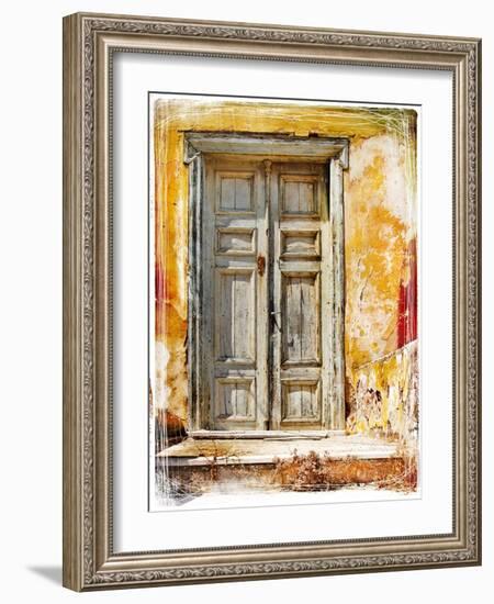 Old Traditional Greek Doors - Artwork In Painting Style-Maugli-l-Framed Art Print