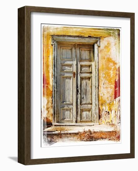 Old Traditional Greek Doors - Artwork In Painting Style-Maugli-l-Framed Art Print