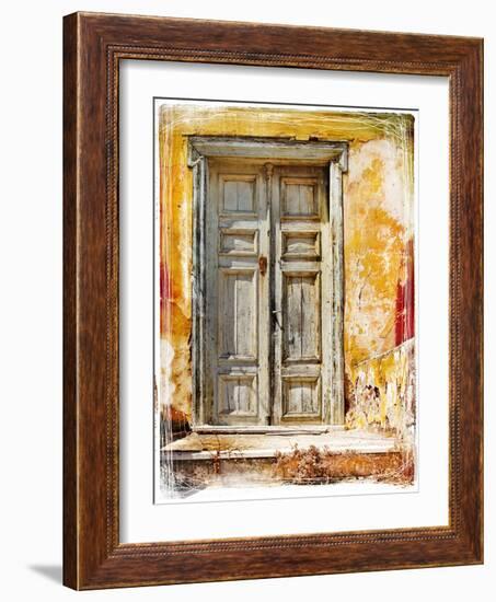 Old Traditional Greek Doors - Artwork In Painting Style-Maugli-l-Framed Art Print