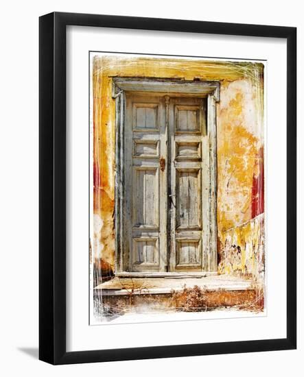 Old Traditional Greek Doors - Artwork In Painting Style-Maugli-l-Framed Art Print