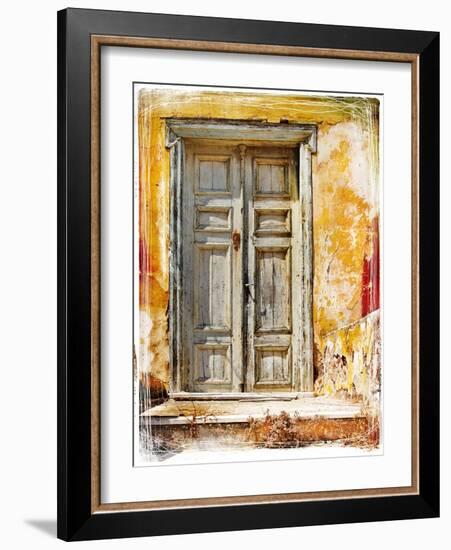 Old Traditional Greek Doors - Artwork In Painting Style-Maugli-l-Framed Art Print