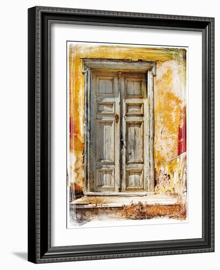 Old Traditional Greek Doors - Artwork In Painting Style-Maugli-l-Framed Art Print