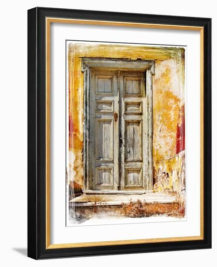 Old Traditional Greek Doors - Artwork In Painting Style-Maugli-l-Framed Art Print