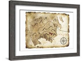 Old Treasure Map-TaiChesco-Framed Art Print