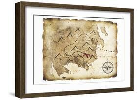 Old Treasure Map-TaiChesco-Framed Art Print