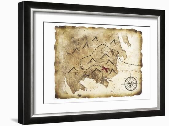 Old Treasure Map-TaiChesco-Framed Art Print