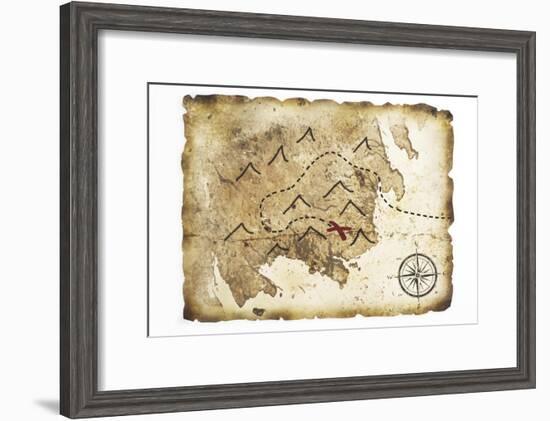 Old Treasure Map-TaiChesco-Framed Art Print