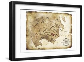 Old Treasure Map-TaiChesco-Framed Art Print