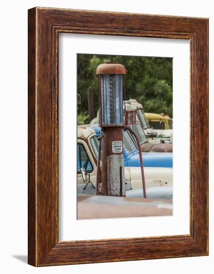 Old Trucks and Antique Gas Pump, Hennigar's Gas Station, Palouse Region of Eastern Washington-Adam Jones-Framed Photographic Print