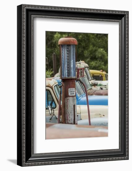 Old Trucks and Antique Gas Pump, Hennigar's Gas Station, Palouse Region of Eastern Washington-Adam Jones-Framed Photographic Print