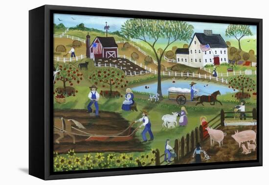 Old Tyme Americana Country Farmyard-Cheryl Bartley-Framed Premier Image Canvas