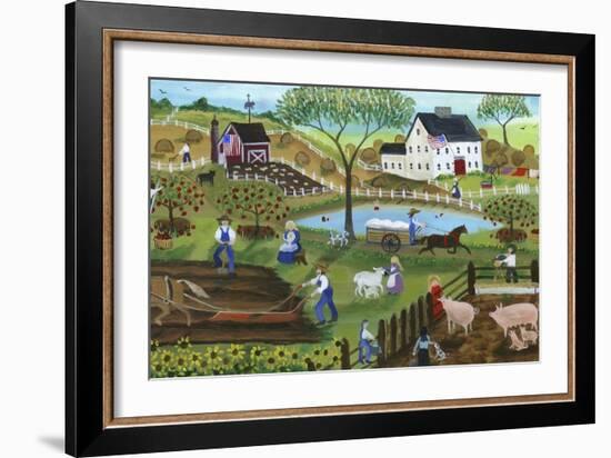 Old Tyme Americana Country Farmyard-Cheryl Bartley-Framed Giclee Print