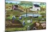 Old Tyme Americana Country Farmyard-Cheryl Bartley-Mounted Giclee Print