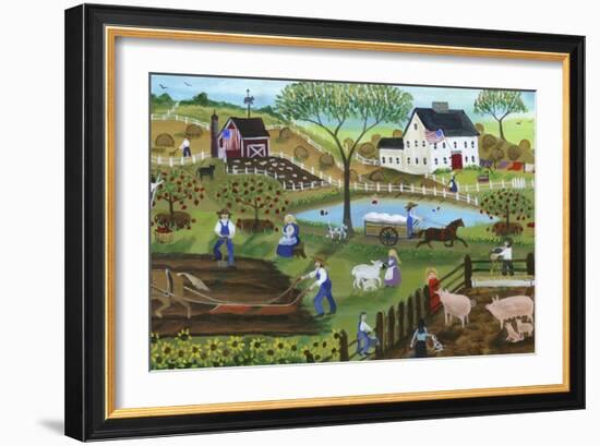 Old Tyme Americana Country Farmyard-Cheryl Bartley-Framed Giclee Print