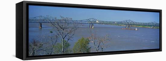 Old Vicksburg Bridge Crossing Ms River in Vicksburg, Ms to Louisiana-null-Framed Stretched Canvas