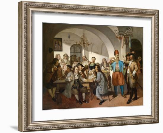 Old Vienne Coffee House Scene, C.1900 (Painting)-Anonymous Anonymous-Framed Giclee Print