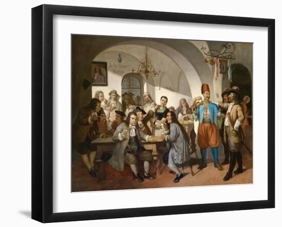 Old Vienne Coffee House Scene, C.1900 (Painting)-Anonymous Anonymous-Framed Giclee Print