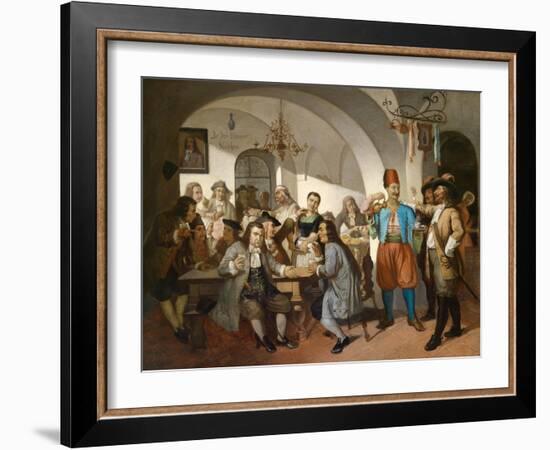 Old Vienne Coffee House Scene, C.1900 (Painting)-Anonymous Anonymous-Framed Giclee Print