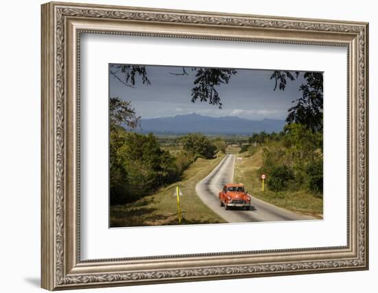 Old Vintage American Car on a Road Outside Trinidad, Sancti Spiritus Province, Cuba-Yadid Levy-Framed Photographic Print