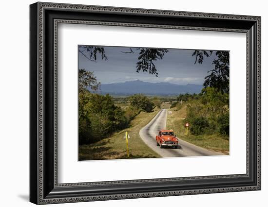 Old Vintage American Car on a Road Outside Trinidad, Sancti Spiritus Province, Cuba-Yadid Levy-Framed Photographic Print