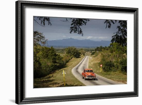 Old Vintage American Car on a Road Outside Trinidad, Sancti Spiritus Province, Cuba-Yadid Levy-Framed Photographic Print