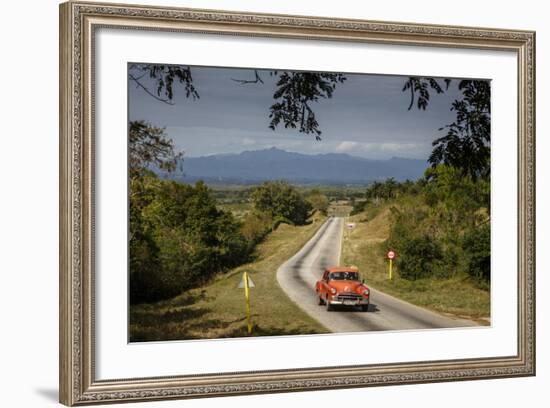 Old Vintage American Car on a Road Outside Trinidad, Sancti Spiritus Province, Cuba-Yadid Levy-Framed Photographic Print