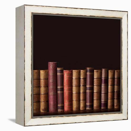 Old Vintage Books Standing in a Row-egal-Framed Premier Image Canvas