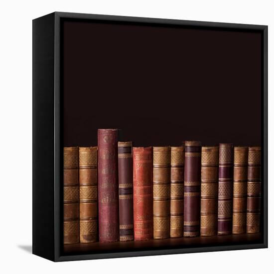 Old Vintage Books Standing in a Row-egal-Framed Premier Image Canvas