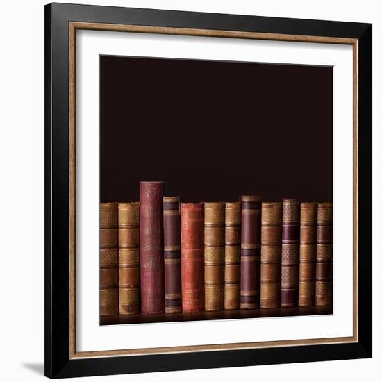 Old Vintage Books Standing in a Row-egal-Framed Photographic Print