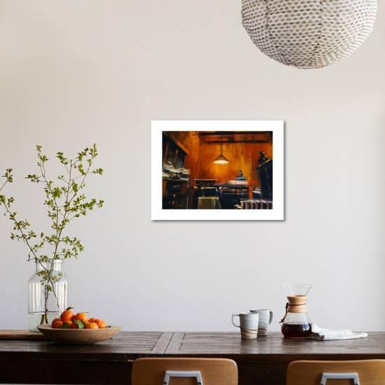 Old Vintage Workspace In Orange Room Digital Painting Illustration Art Print By Tithi Luadthong Art Com