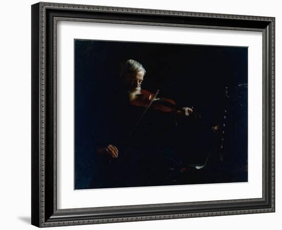 Old Violinist (Oil on Canvas)-Charles Courtney Curran-Framed Giclee Print