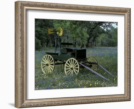 Old Wagon and Wildflowers, Devine, Texas, USA-Darrell Gulin-Framed Photographic Print