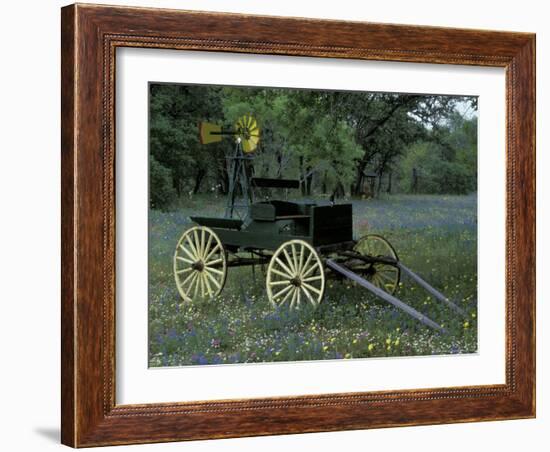 Old Wagon and Wildflowers, Devine, Texas, USA-Darrell Gulin-Framed Photographic Print