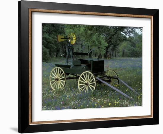 Old Wagon and Wildflowers, Devine, Texas, USA-Darrell Gulin-Framed Photographic Print