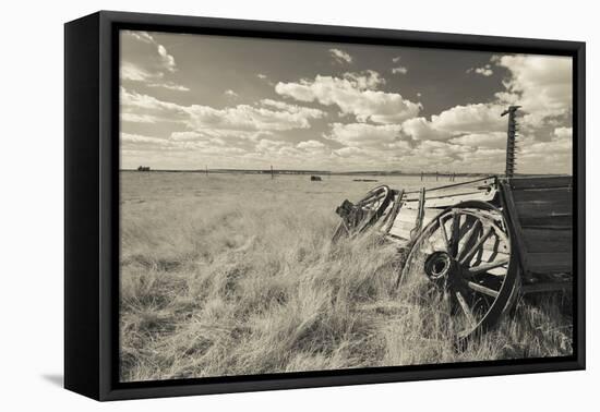Old Wagon, Prairie Homestead, Cactus Flat, South Dakota, USA-Walter Bibikow-Framed Premier Image Canvas