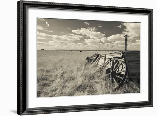 Old Wagon, Prairie Homestead, Cactus Flat, South Dakota, USA-Walter Bibikow-Framed Photographic Print