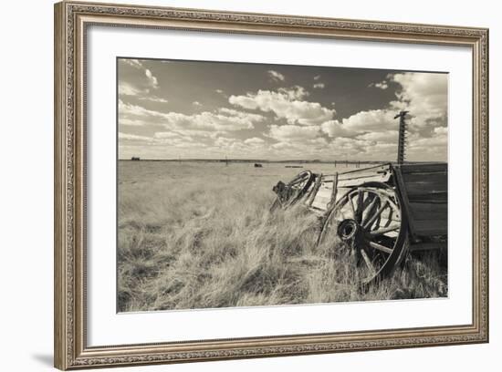 Old Wagon, Prairie Homestead, Cactus Flat, South Dakota, USA-Walter Bibikow-Framed Photographic Print