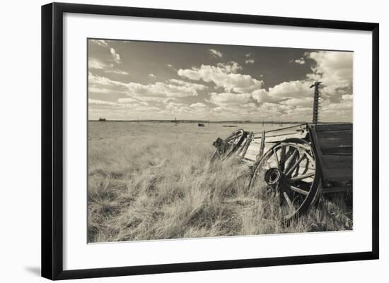 Old Wagon, Prairie Homestead, Cactus Flat, South Dakota, USA-Walter Bibikow-Framed Photographic Print