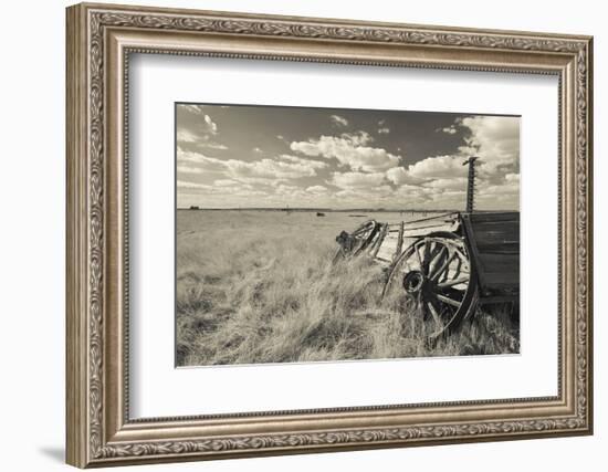 Old Wagon, Prairie Homestead, Cactus Flat, South Dakota, USA-Walter Bibikow-Framed Photographic Print