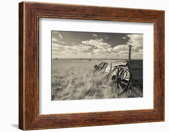 Old Wagon, Prairie Homestead, Cactus Flat, South Dakota, USA-Walter Bibikow-Framed Photographic Print