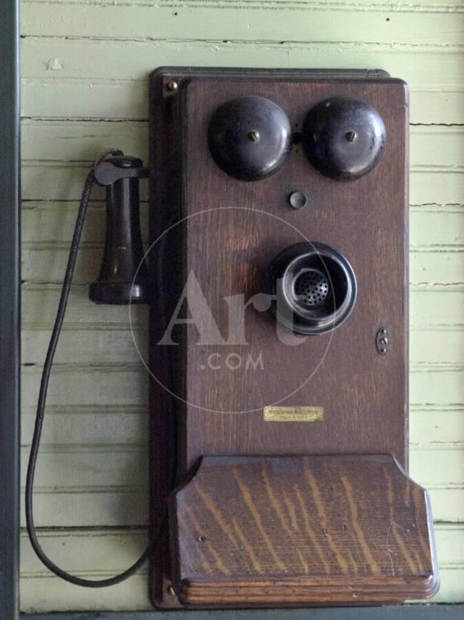 Old Wall Mounted Western Electric Telephone In The Soo Line Depot Rhinelander Photographic Print By Artcom - 