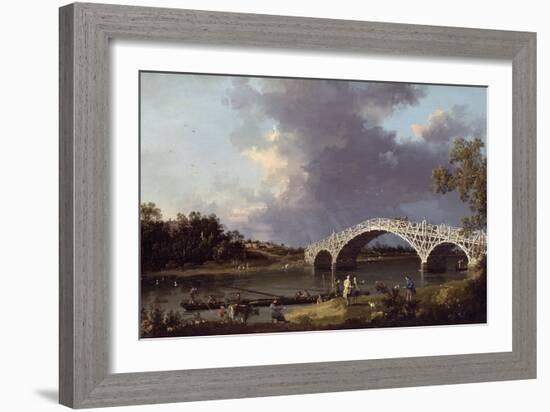Old Walton Bridge over the Thames, 1754-Canaletto-Framed Giclee Print